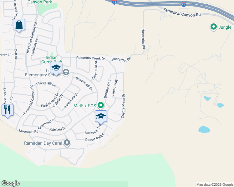 map of restaurants, bars, coffee shops, grocery stores, and more near 13959 Hidden Star Court in Corona