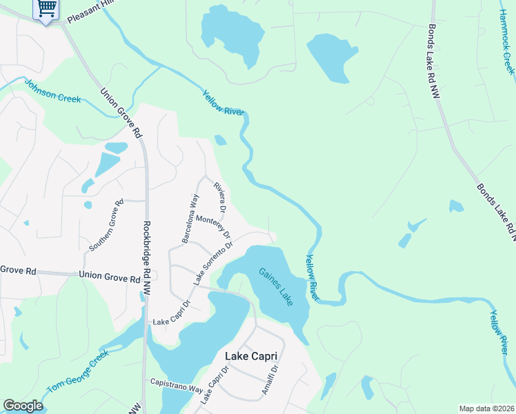 map of restaurants, bars, coffee shops, grocery stores, and more near 2975 Riviera Drive in Conyers