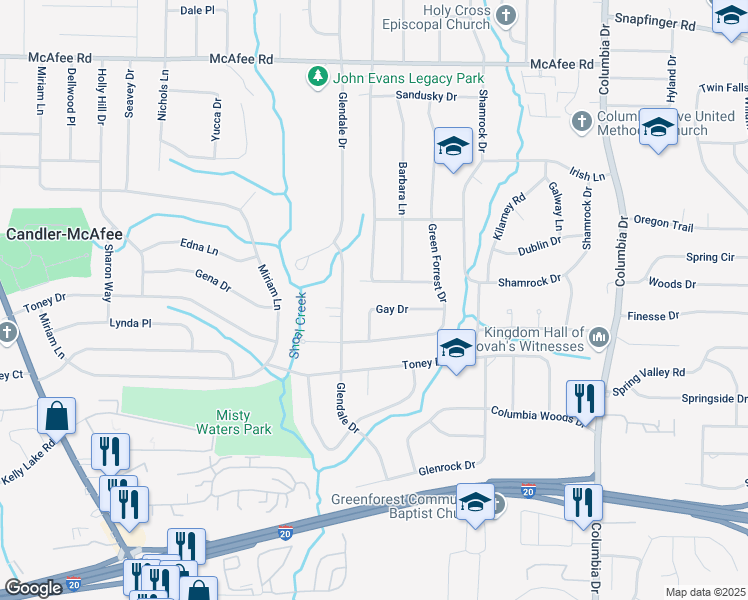 map of restaurants, bars, coffee shops, grocery stores, and more near 3130 Gay Drive in Decatur