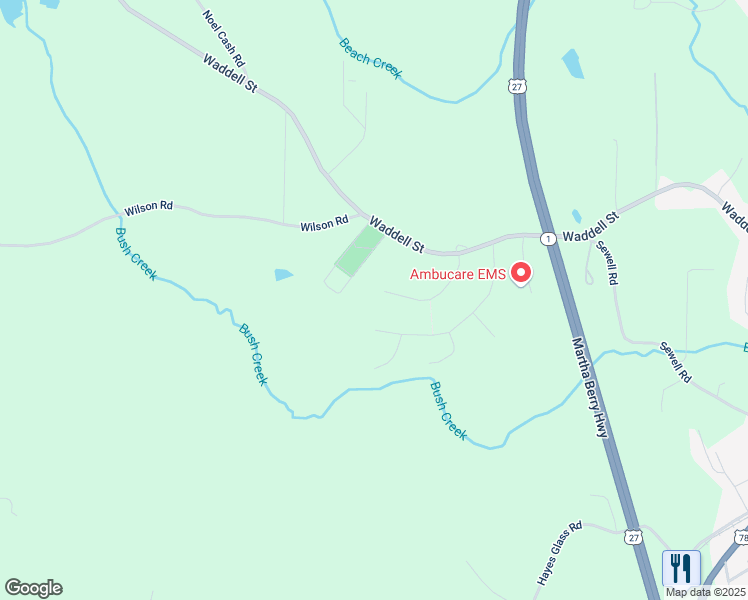 map of restaurants, bars, coffee shops, grocery stores, and more near 212 Bush Creek Way in Bremen