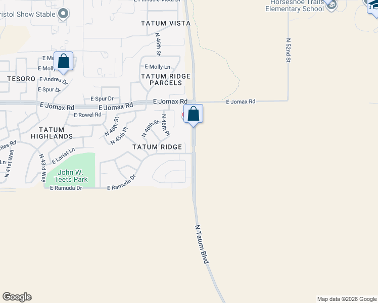 map of restaurants, bars, coffee shops, grocery stores, and more near 26201 North 47th Place in Phoenix