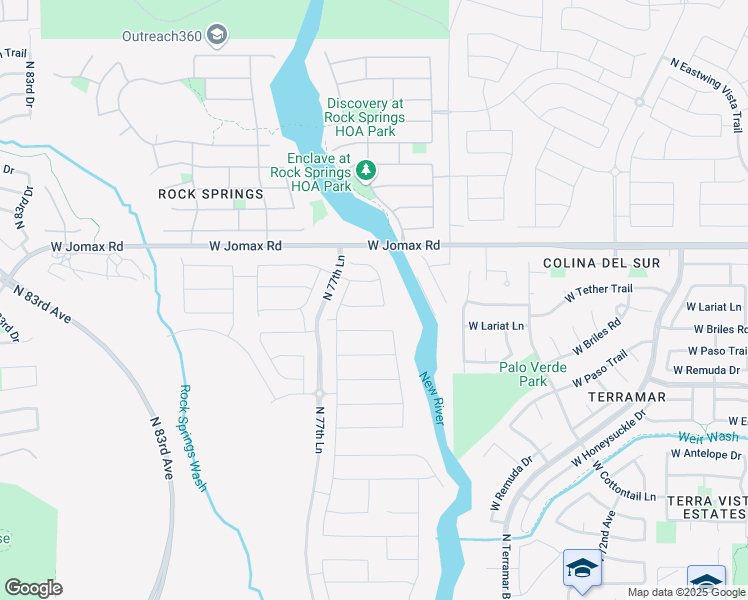 map of restaurants, bars, coffee shops, grocery stores, and more near 7617-7739 West Jomax Road in Peoria