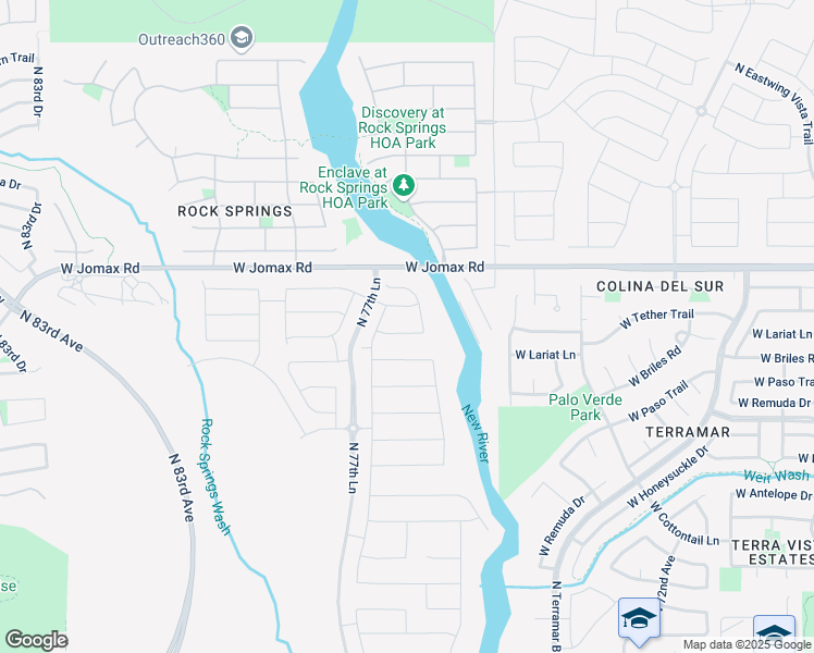 map of restaurants, bars, coffee shops, grocery stores, and more near 7617-7739 West Jomax Road in Peoria