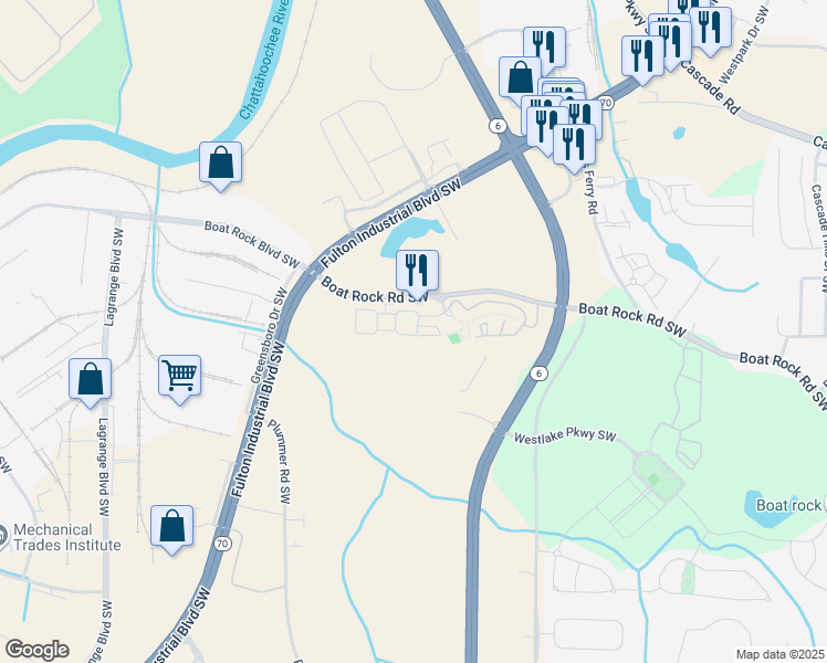 map of restaurants, bars, coffee shops, grocery stores, and more near 1117 Westchase Street in Atlanta