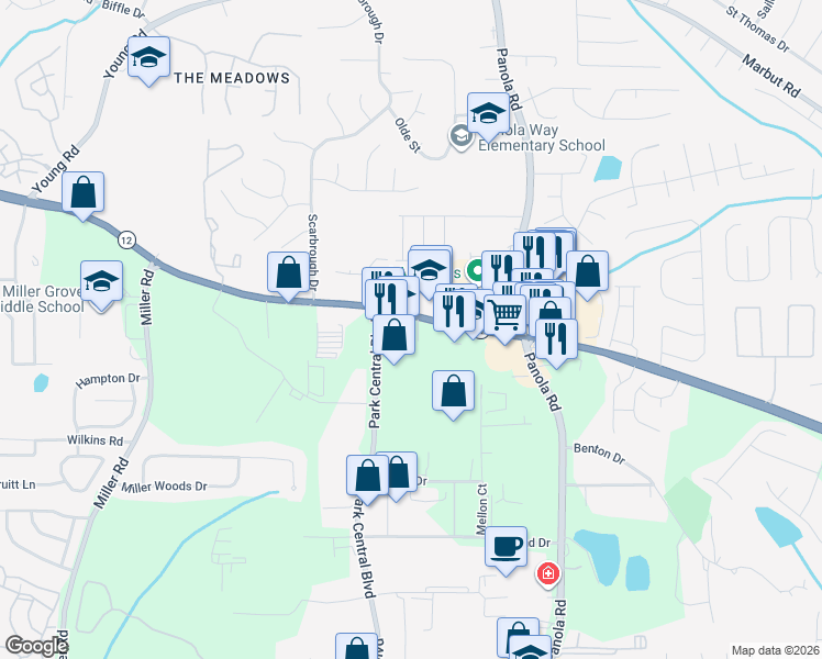 map of restaurants, bars, coffee shops, grocery stores, and more near 6025 Covington Highway in Decatur