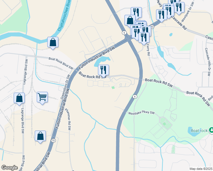 map of restaurants, bars, coffee shops, grocery stores, and more near 1117 Westchase Street in Atlanta