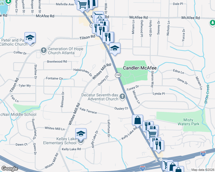 map of restaurants, bars, coffee shops, grocery stores, and more near 2265 Amber Way in Decatur