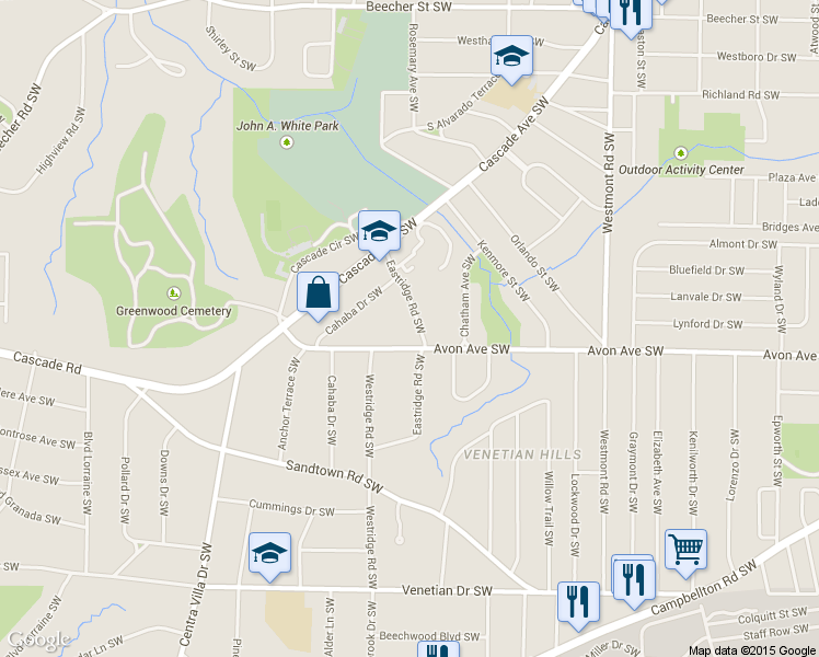 map of restaurants, bars, coffee shops, grocery stores, and more near 1765 Avon Avenue Southwest in Atlanta