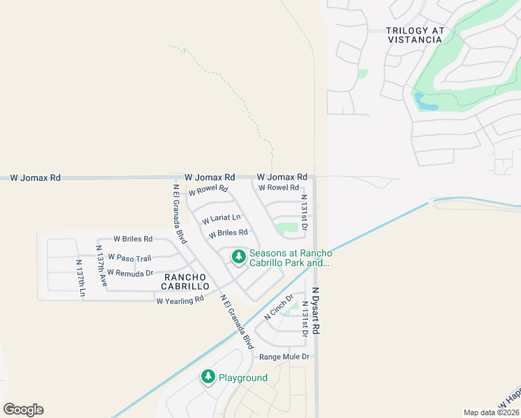 map of restaurants, bars, coffee shops, grocery stores, and more near 26508 North 132nd Lane in Peoria