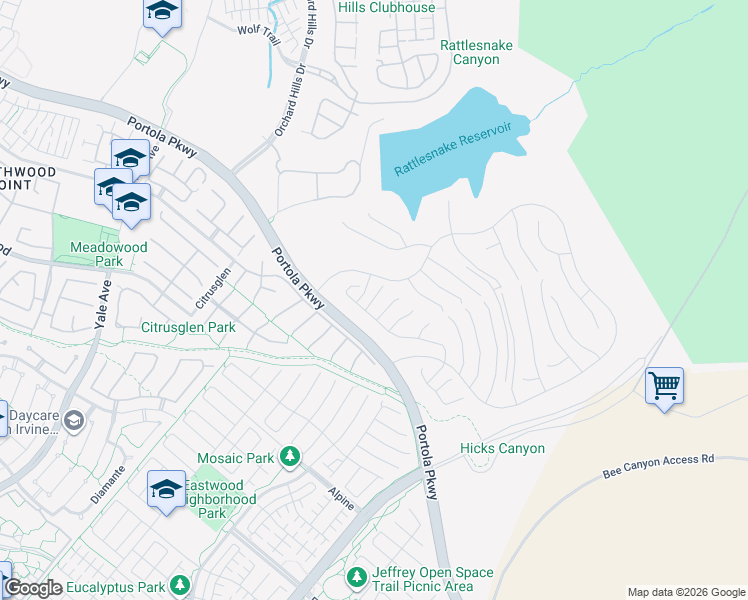 map of restaurants, bars, coffee shops, grocery stores, and more near 416 Milpas in Irvine