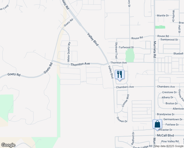 map of restaurants, bars, coffee shops, grocery stores, and more near 25367 Circlestone Drive in Menifee