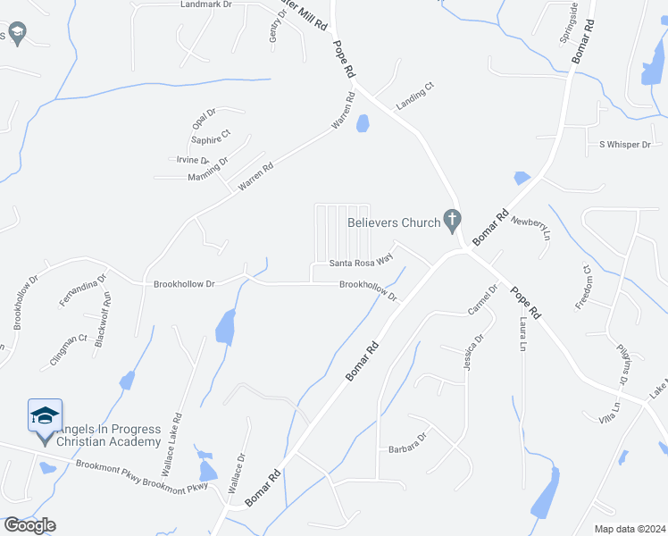 map of restaurants, bars, coffee shops, grocery stores, and more near 3755 Santa Rosa Way in Douglasville