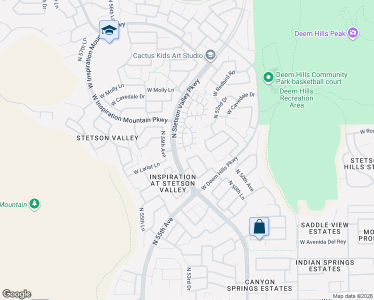 map of restaurants, bars, coffee shops, grocery stores, and more near 5218 West Lariat Lane in Phoenix