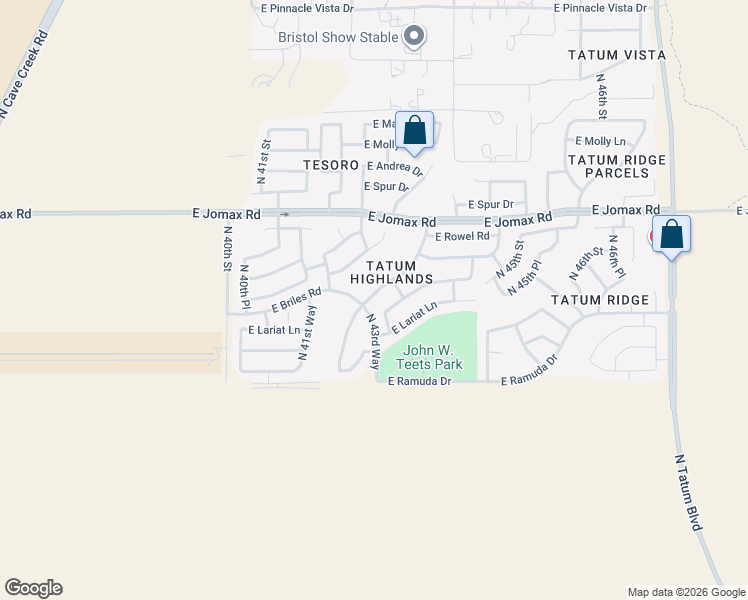 map of restaurants, bars, coffee shops, grocery stores, and more near 26253 North 43rd Place in Phoenix