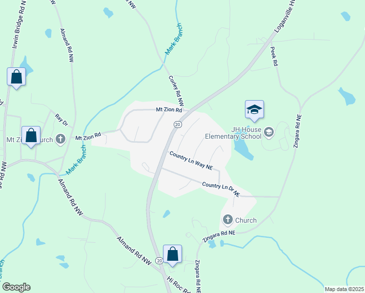 map of restaurants, bars, coffee shops, grocery stores, and more near 2931 Randolph Court Northeast in Conyers