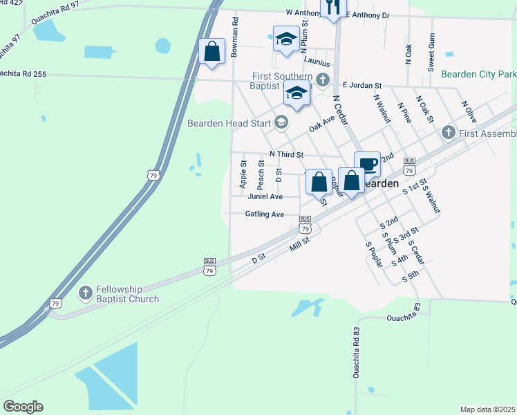 map of restaurants, bars, coffee shops, grocery stores, and more near 415 Gatling Avenue in Bearden