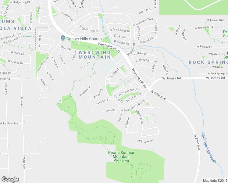 map of restaurants, bars, coffee shops, grocery stores, and more near 8530 West Coyote Drive in Peoria