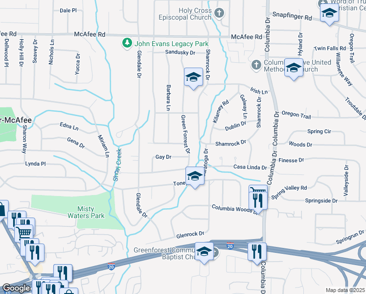 map of restaurants, bars, coffee shops, grocery stores, and more near 3189 Bellgreen Way in Decatur