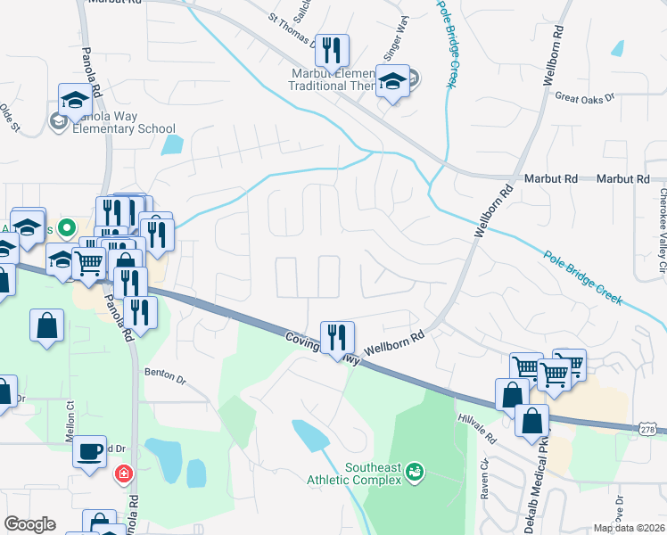 map of restaurants, bars, coffee shops, grocery stores, and more near 5774 Strathmoor Manor Circle in Lithonia