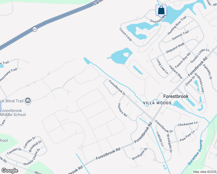 map of restaurants, bars, coffee shops, grocery stores, and more near 108 Partridge Berry Road in Myrtle Beach