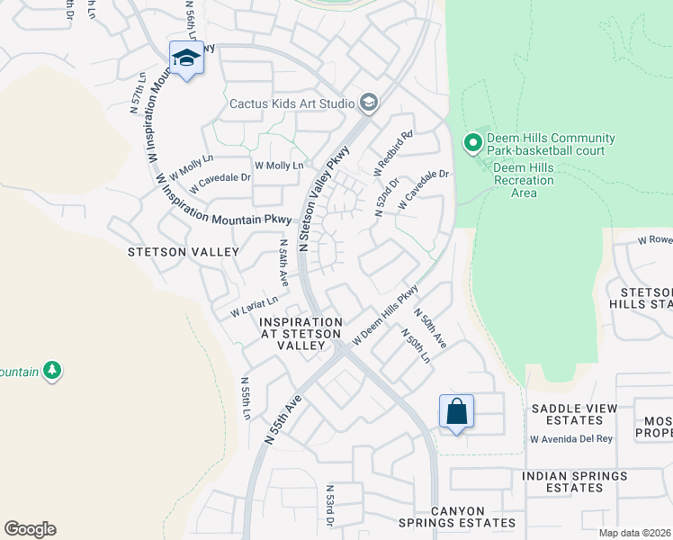 map of restaurants, bars, coffee shops, grocery stores, and more near 5317 West Marcus Drive in Phoenix