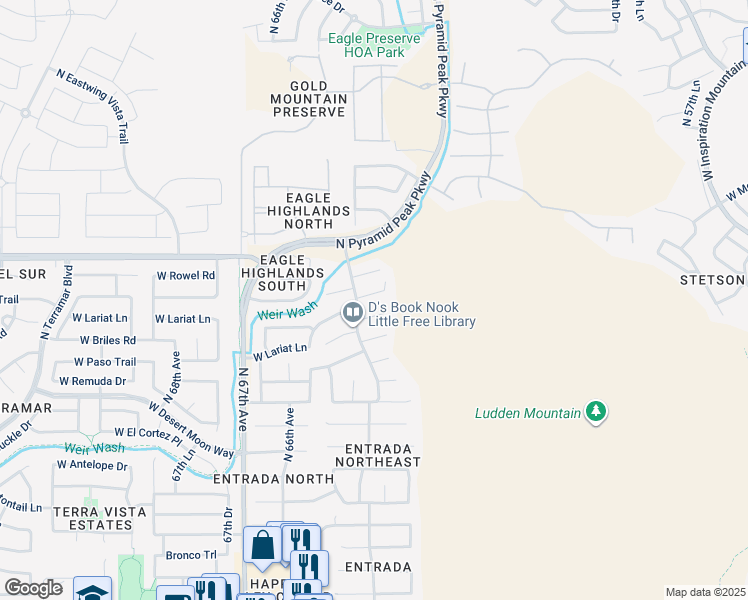 map of restaurants, bars, coffee shops, grocery stores, and more near 6335 West Tether Trail in Phoenix