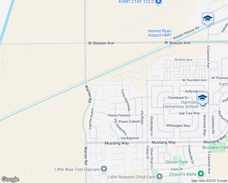 map of restaurants, bars, coffee shops, grocery stores, and more near 1385 Via La Presa in Hemet