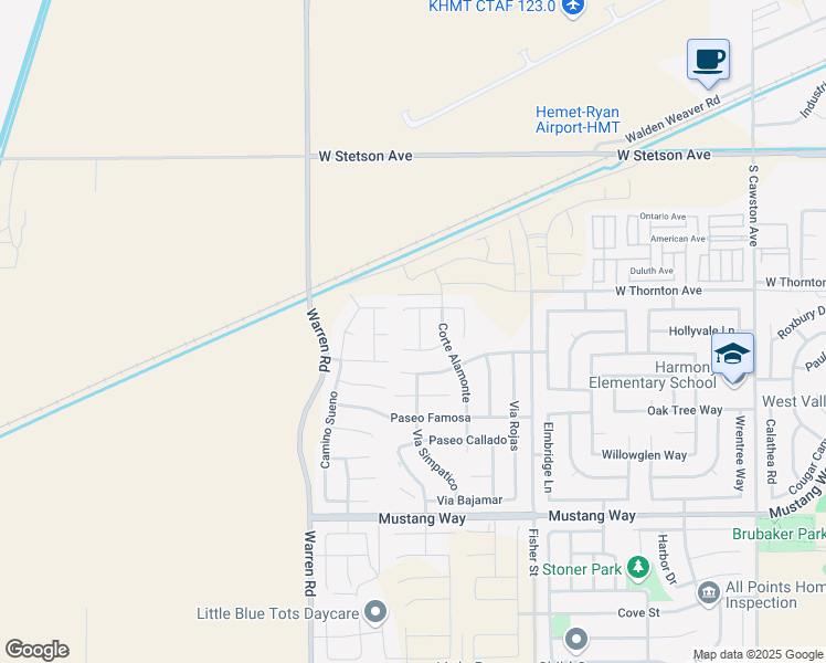 map of restaurants, bars, coffee shops, grocery stores, and more near 1385 Via La Presa in Hemet