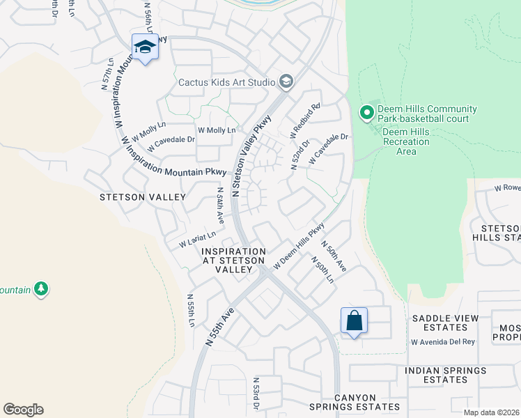 map of restaurants, bars, coffee shops, grocery stores, and more near 5218 West Lariat Lane in Phoenix