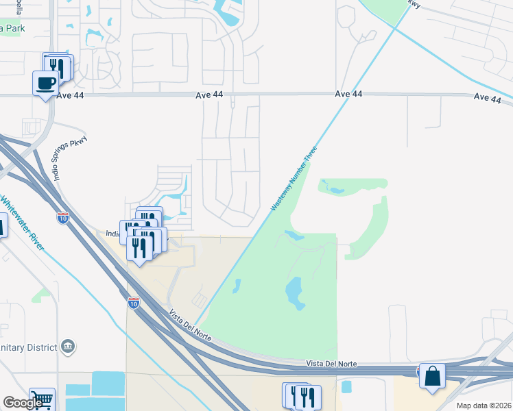 map of restaurants, bars, coffee shops, grocery stores, and more near Friendship Lane in Indio