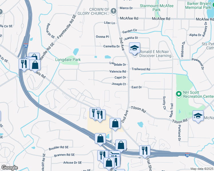 map of restaurants, bars, coffee shops, grocery stores, and more near 1937 Joseph Court in Decatur