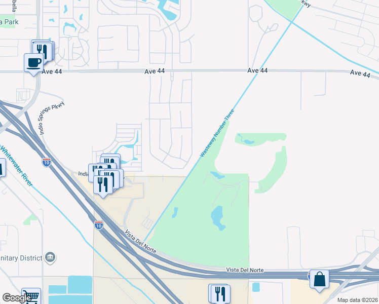 map of restaurants, bars, coffee shops, grocery stores, and more near Friendship Lane in Indio