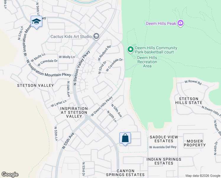 map of restaurants, bars, coffee shops, grocery stores, and more near 4934 West Tether Trail in Phoenix