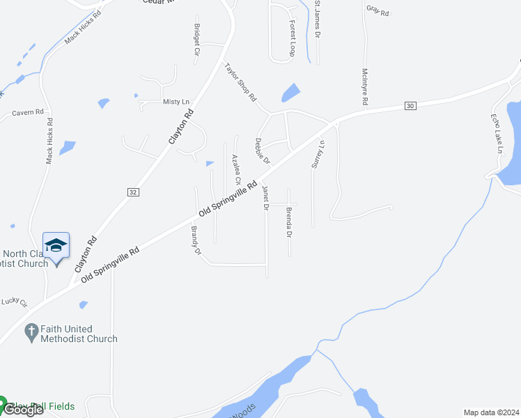 map of restaurants, bars, coffee shops, grocery stores, and more near 5876 Janet Drive in Trussville