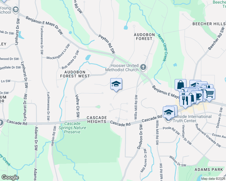 map of restaurants, bars, coffee shops, grocery stores, and more near in Atlanta