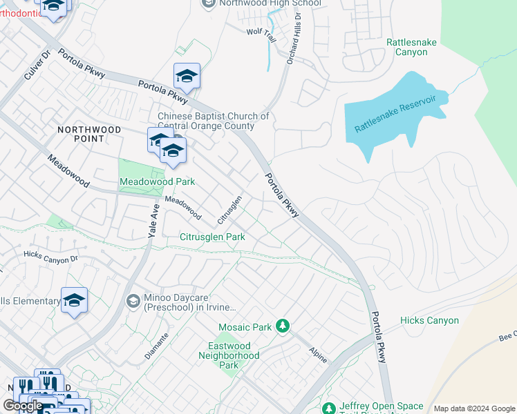 map of restaurants, bars, coffee shops, grocery stores, and more near 9 Garnet in Irvine