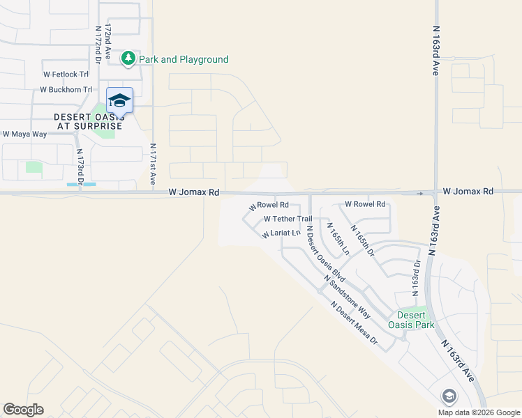 map of restaurants, bars, coffee shops, grocery stores, and more near 16754 West Rowel Road in Surprise
