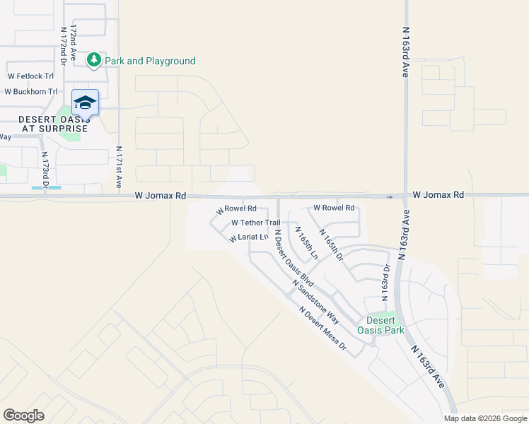 map of restaurants, bars, coffee shops, grocery stores, and more near 26553 North 167th Avenue in Surprise