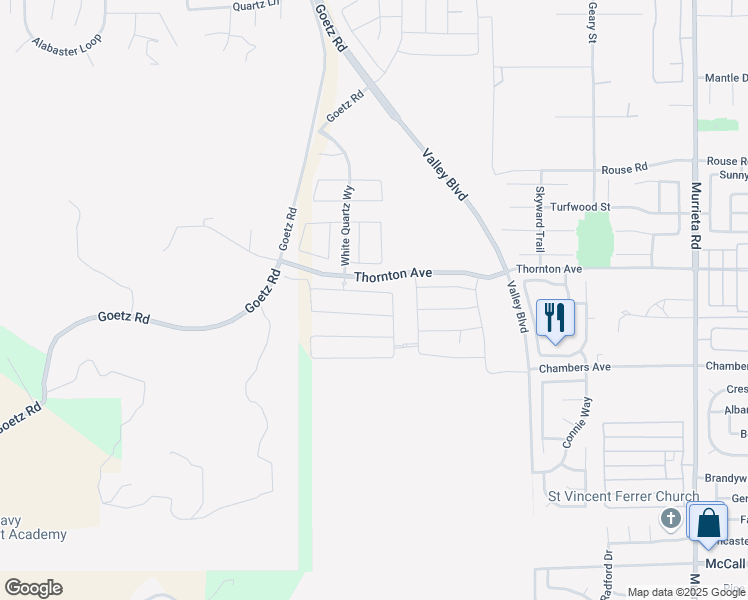 map of restaurants, bars, coffee shops, grocery stores, and more near 25183 Graythorne Drive in Menifee