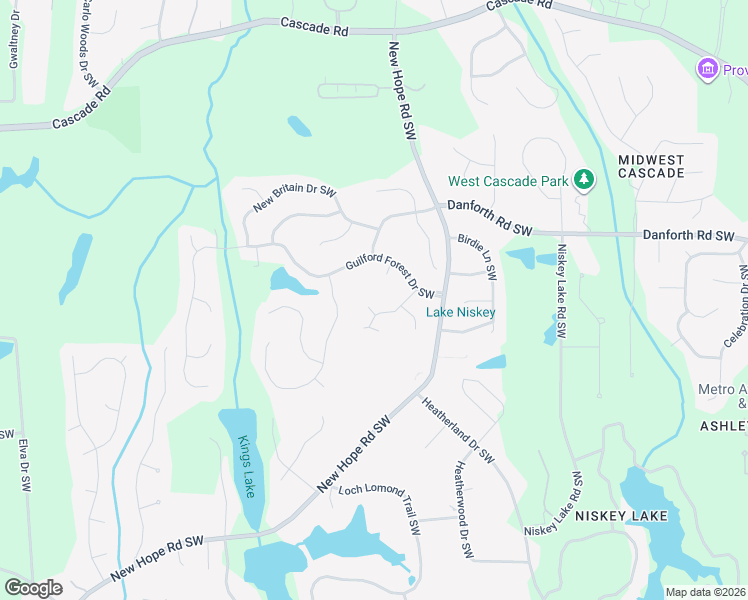 map of restaurants, bars, coffee shops, grocery stores, and more near 205 Hamden Trce Southwest in Atlanta