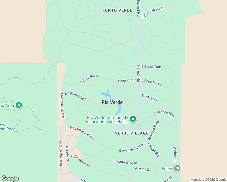 map of restaurants, bars, coffee shops, grocery stores, and more near 18801 East Loredo Lane in Rio Verde