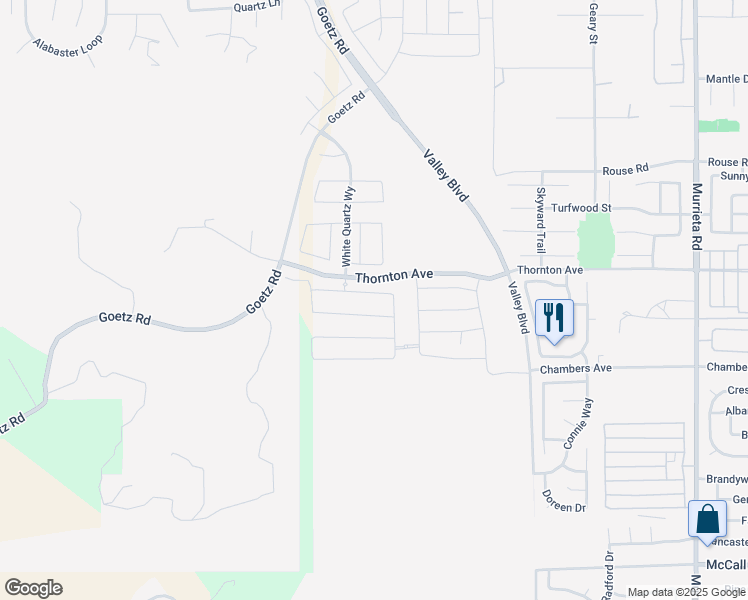 map of restaurants, bars, coffee shops, grocery stores, and more near 25183 Graythorne Drive in Menifee
