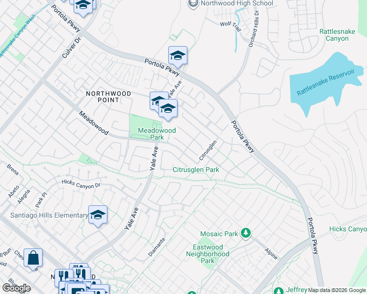 map of restaurants, bars, coffee shops, grocery stores, and more near 7 Gardenia in Irvine