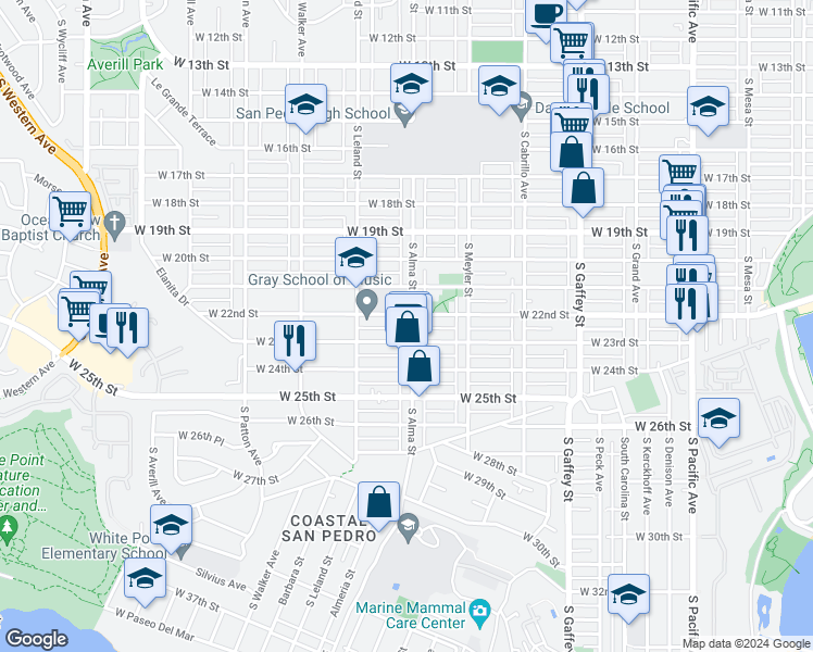 map of restaurants, bars, coffee shops, grocery stores, and more near in 