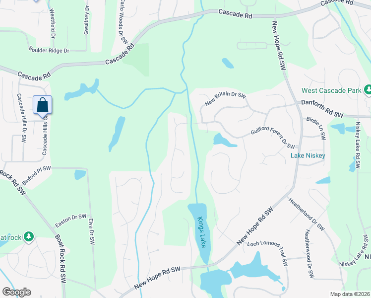 map of restaurants, bars, coffee shops, grocery stores, and more near 610 Jewel Southwest Drive in Atlanta