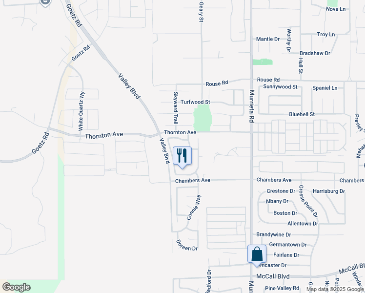 map of restaurants, bars, coffee shops, grocery stores, and more near 25672 Hillman Court in Menifee