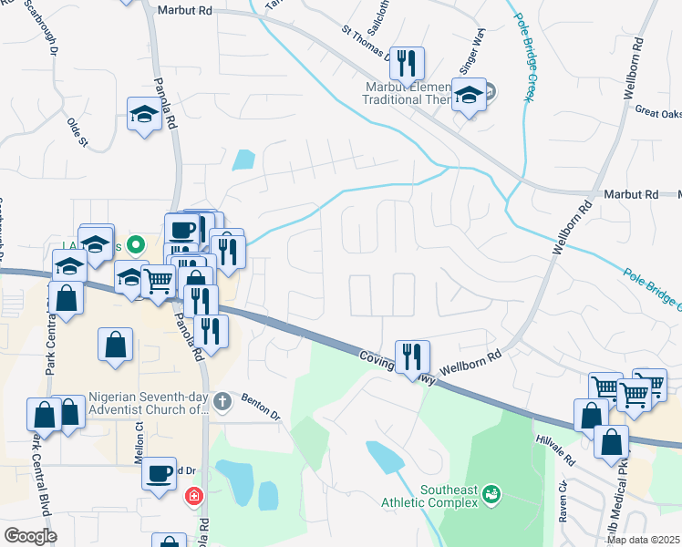 map of restaurants, bars, coffee shops, grocery stores, and more near 5615 Strathmoor Manor Circle in Lithonia