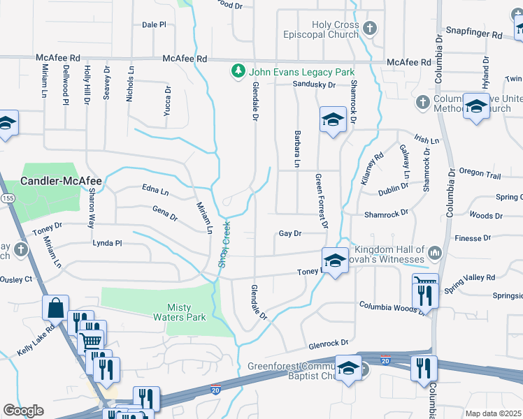 map of restaurants, bars, coffee shops, grocery stores, and more near 2234 Glendale Drive in Decatur