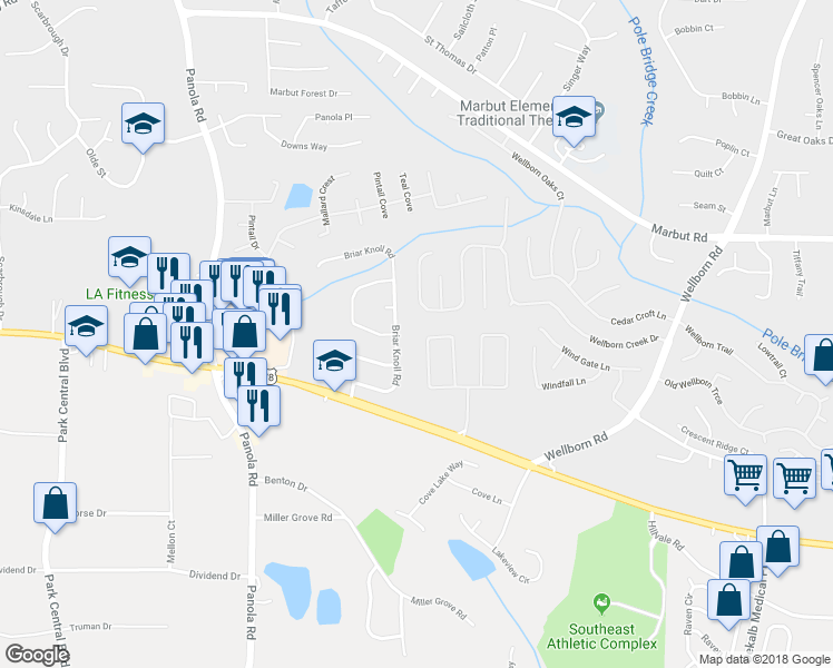 map of restaurants, bars, coffee shops, grocery stores, and more near 5615 Strathmoor Manor Circle in Lithonia