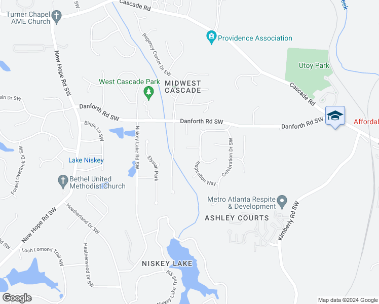map of restaurants, bars, coffee shops, grocery stores, and more near 510 Reunion Court Southwest in Atlanta